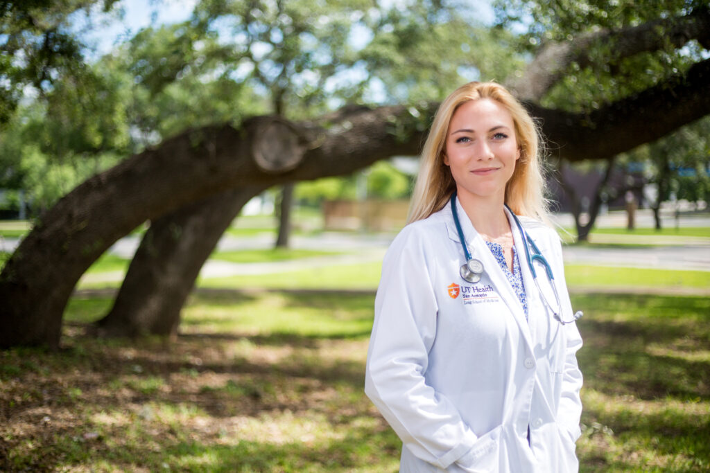 JAde in her white coat
